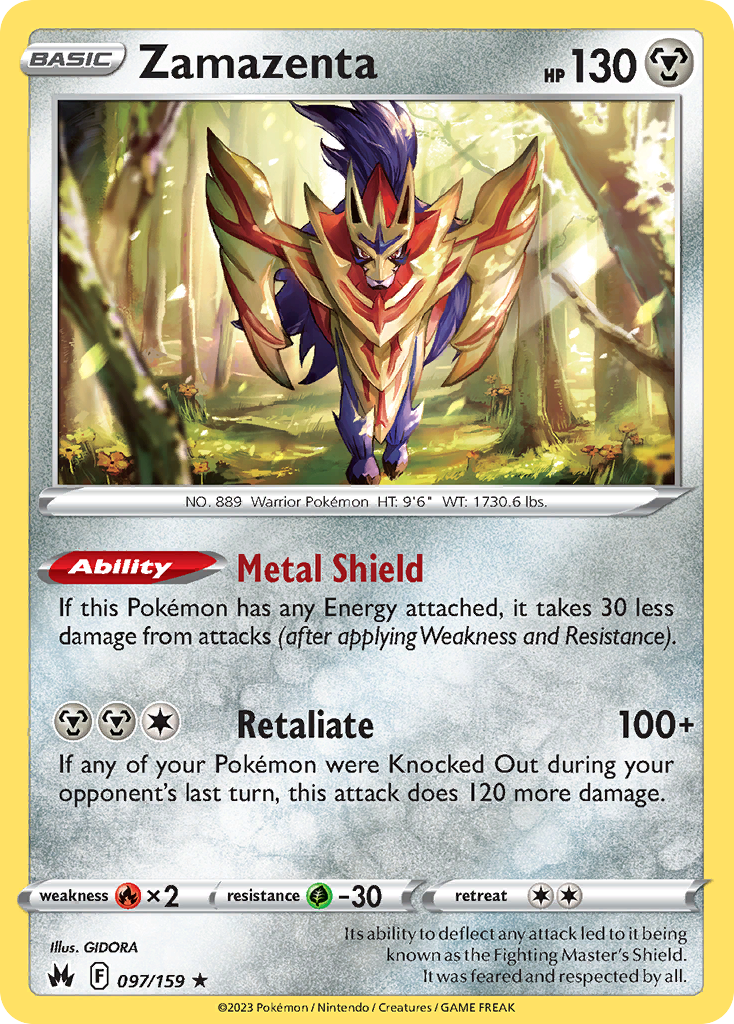 Zamazenta (Crown Zenith SET) (Pokémon) (Basic) (Metal) (HP: 130) (Rare Holo) (PKM Crown Zenith SET-158)