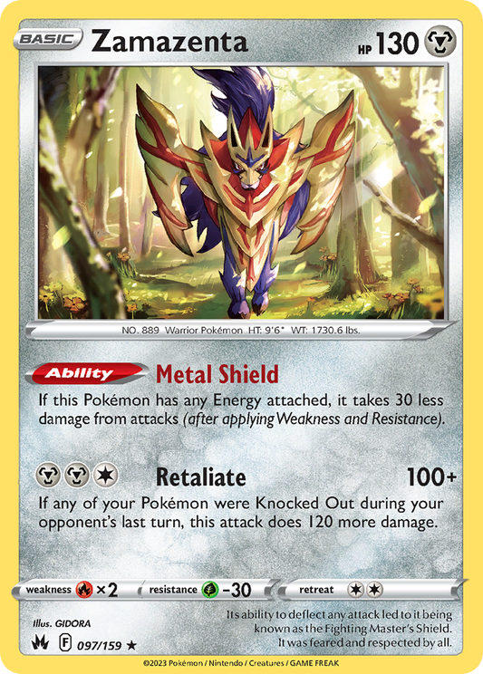Zamazenta (Crown Zenith SET) (Pokémon) (Basic) (Metal) (HP: 130) (Rare Holo) (PKM Crown Zenith SET-158)