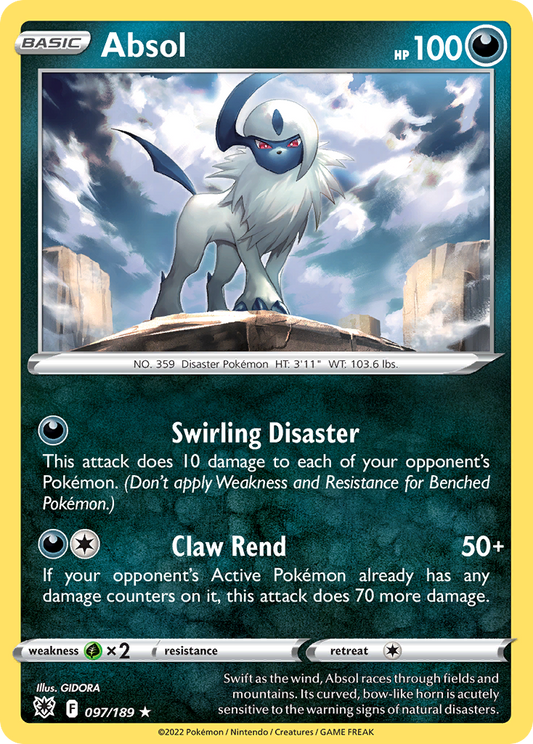 Absol (Astral Radiance SET) (Pokémon) (Basic) (Darkness) (HP: 100) (Rare Holo) (PKM Astral Radiance SET-214)