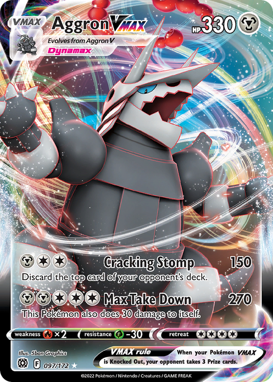Aggron VMAX (Brilliant Stars SET) (Pokémon) (VMAX) (Metal) (HP: 330) (Rare Holo VMAX) (PKM Brilliant Stars SET-184)