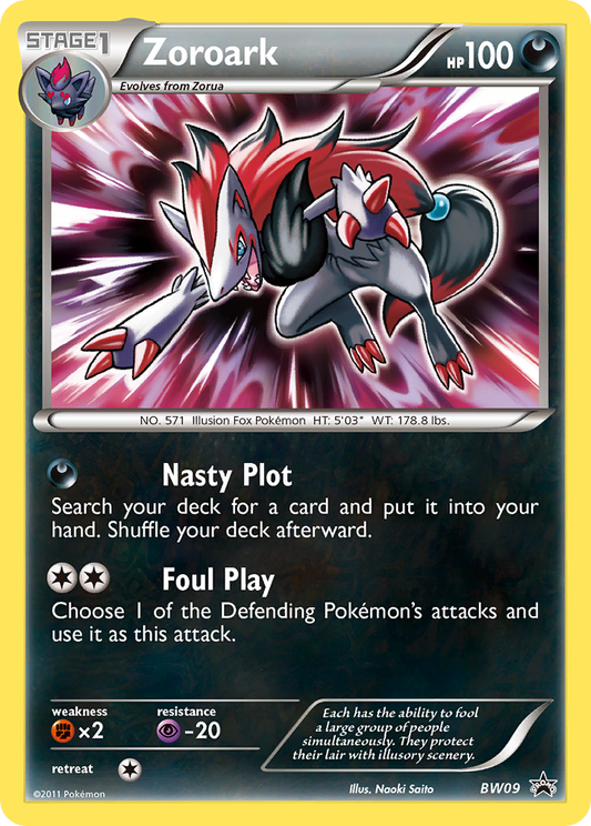 Zoroark (BW Black Star Promos SET) (Pokémon) (Stage 1) (Darkness) (HP: 100) (Promo) (PKM BW Black Star Promos SET-9)