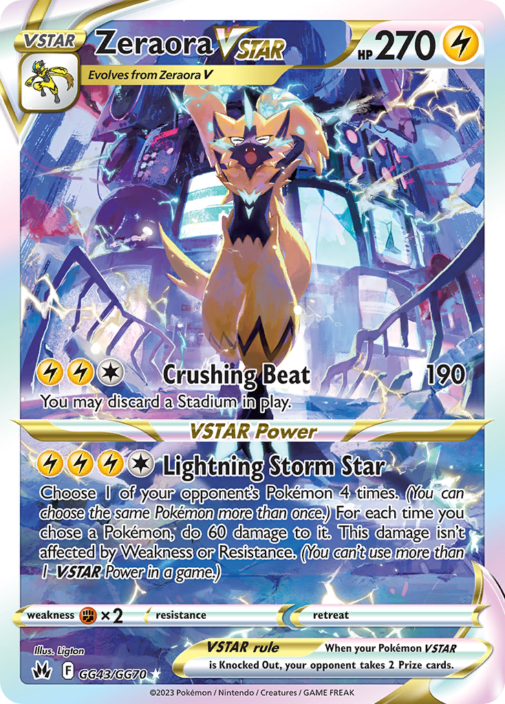 Zeraora VSTAR (Crown Zenith Galarian Gallery SET) (Pokémon) (VSTAR) (Lightning) (HP: 270) (Rare Holo VSTAR) (PKM Crown Zenith Galarian Gallery SET-43)