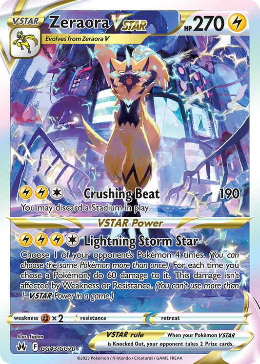 Zeraora VSTAR (Crown Zenith Galarian Gallery SET) (Pokémon) (VSTAR) (Lightning) (HP: 270) (Rare Holo VSTAR) (PKM Crown Zenith Galarian Gallery SET-43)