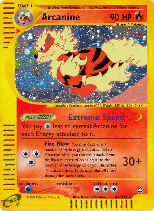 Arcanine (Aquapolis SET) (Pokémon) (Stage 1) (Fire) (HP: 90) (Rare Holo) (PKM Aquapolis SET-162)