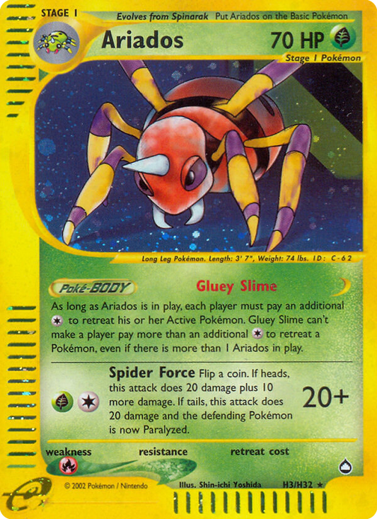 Ariados (Aquapolis SET) (Pokémon) (Stage 1) (Grass) (HP: 70) (Rare Holo) (PKM Aquapolis SET-173)