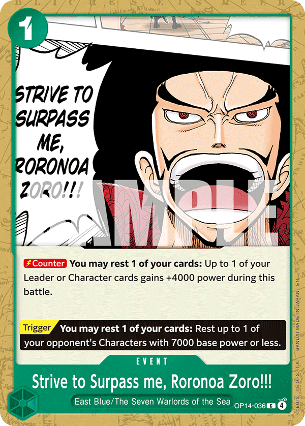 Strive to Surpass me, Roronoa Zoro!!! OP14-036