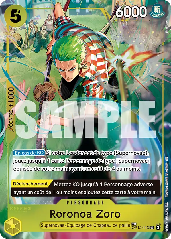 Roronoa Zoro OP12-113 Treasure Rare French
