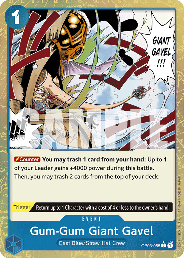 Gum-Gum Giant Gavel PRB01 OP03-055 TF Full Art o Foliada Texturizada