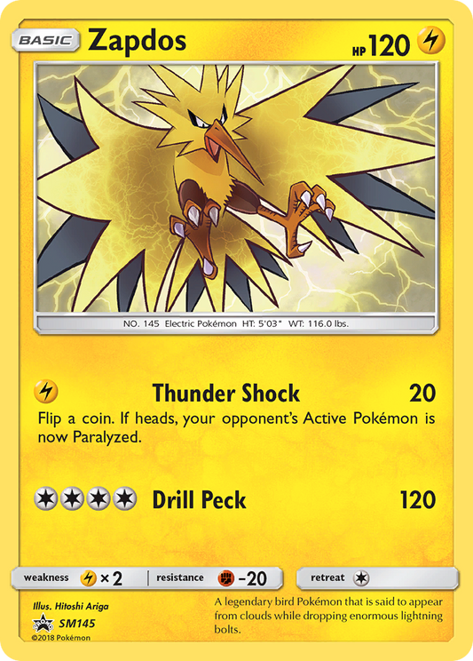 Zapdos (SM Black Star Promos SET) (Pokémon) (Basic) (Lightning) (HP: 120) (Promo) (PKM SM Black Star Promos SET-62)