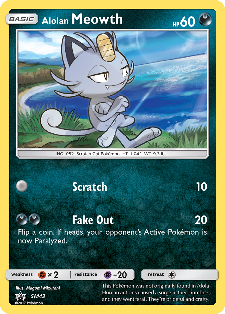 Alolan Meowth (SM Black Star Promos SET) (Pokémon) (Basic) (Darkness) (HP: 60) (Promo) (PKM SM Black Star Promos SET-195)