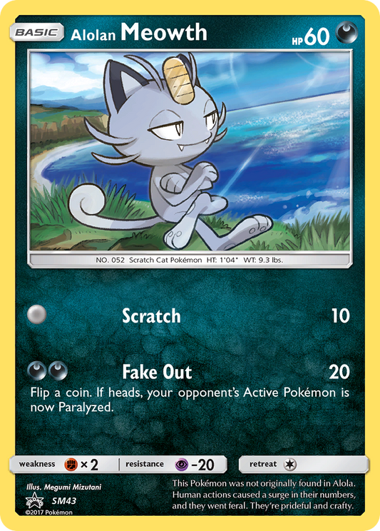Alolan Meowth (SM Black Star Promos SET) (Pokémon) (Basic) (Darkness) (HP: 60) (Promo) (PKM SM Black Star Promos SET-195)