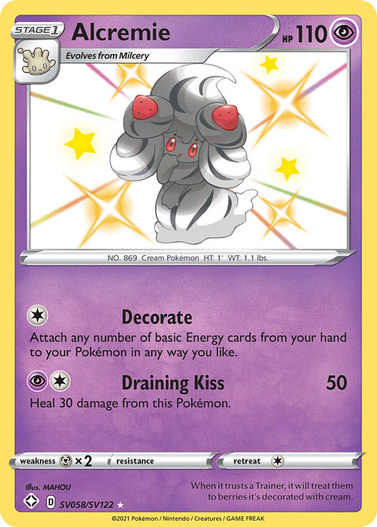 Alcremie (Shining Fates Shiny Vault SET) (Pokémon) (Stage 1) (Psychic) (HP: 110) (Rare Shiny) (PKM Shining Fates Shiny Vault SET-58)