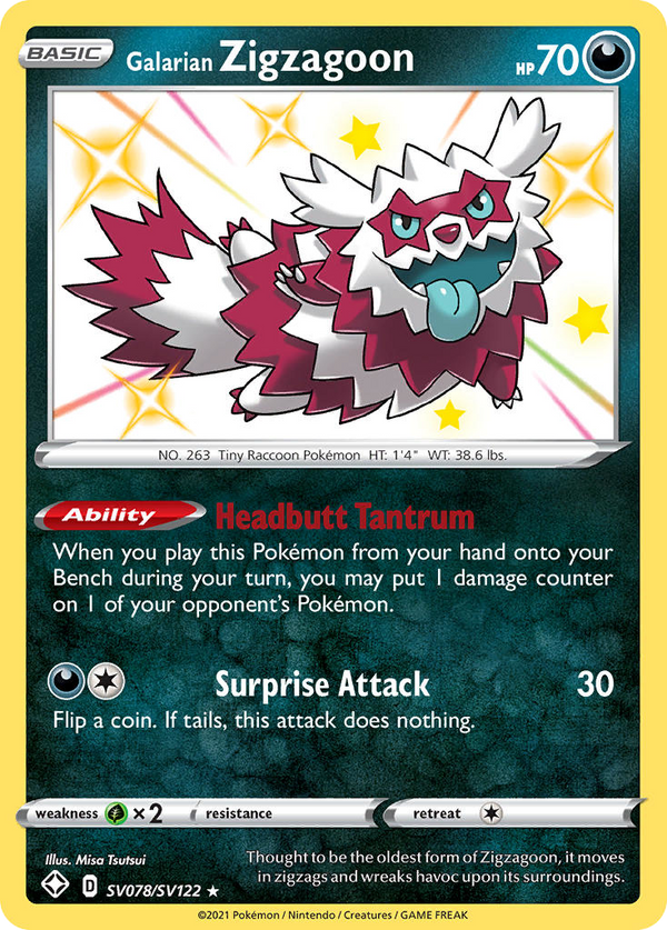 Galarian Zigzagoon - Shining Fates Shiny Vault SET-SV078