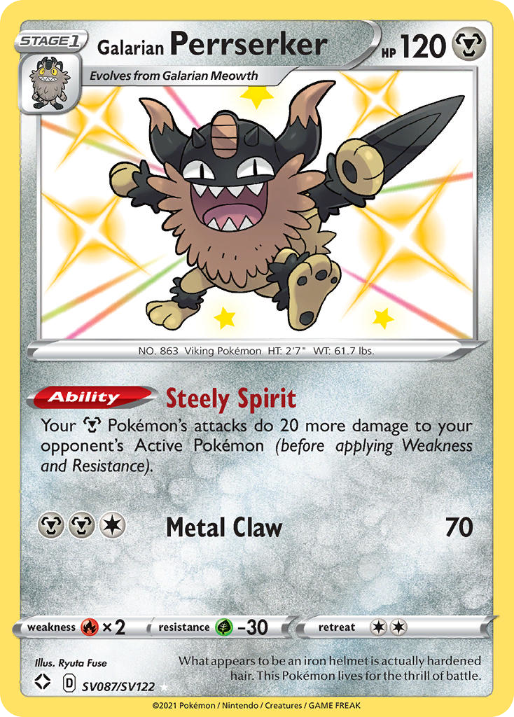 Galarian Perrserker - Shining Fates Shiny Vault SET-SV087