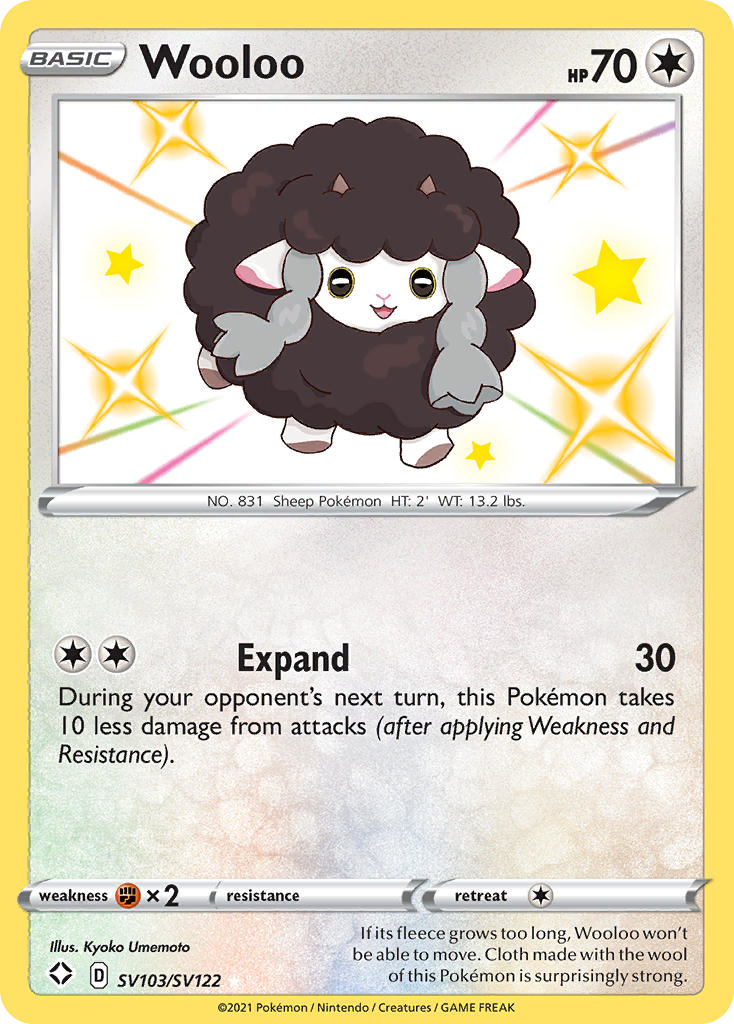 Wooloo (Shining Fates Shiny Vault SET) (Pokémon) (Basic) (Colorless) (HP: 70) (Rare Shiny) (PKM Shining Fates Shiny Vault SET-103)