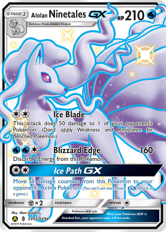 Alolan NinetalesGX (Hidden Fates Shiny Vault SET) (Pokémon) (Stage 1, GX) (Water) (HP: 210) (Rare Shiny GX) (PKM Hidden Fates Shiny Vault SET-49)