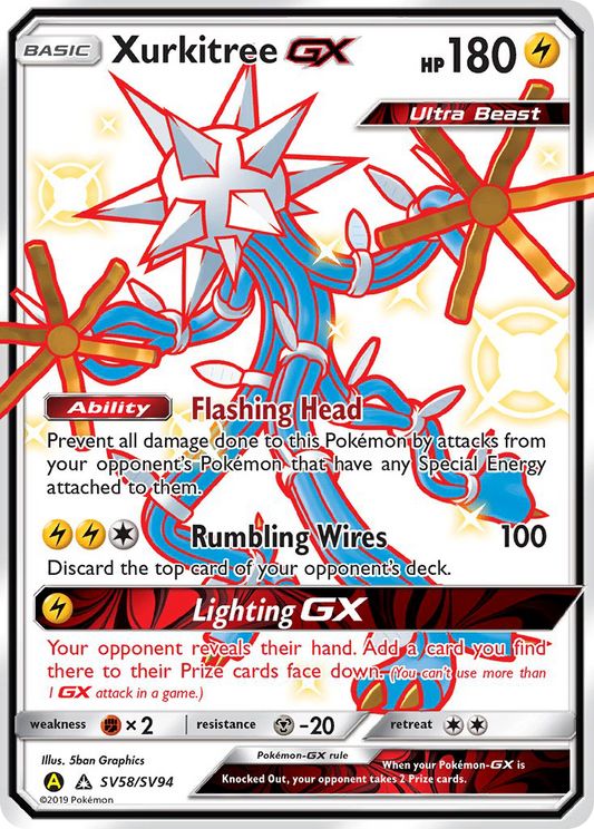 XurkitreeGX (Hidden Fates Shiny Vault SET) (Pokémon) (Basic, GX, Ultra Beast) (Lightning) (HP: 180) (Rare Shiny GX) (PKM Hidden Fates Shiny Vault SET-54)