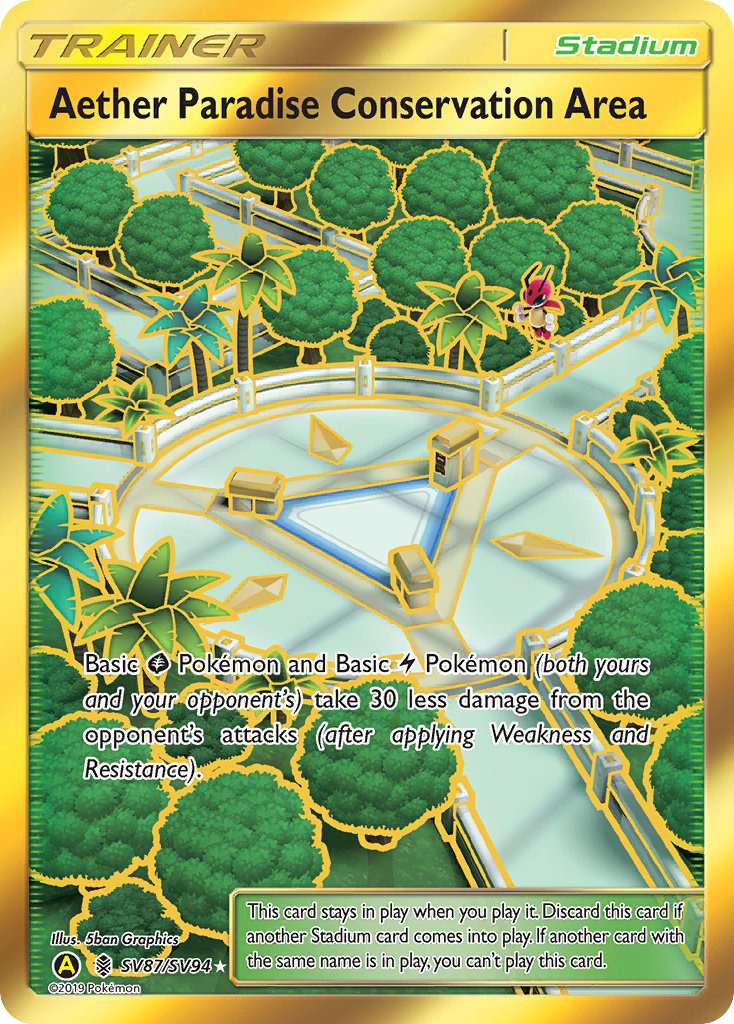 Aether Paradise Conservation Area (Hidden Fates Shiny Vault SET) (Trainer) (Stadium) (Rare Secret) (PKM Hidden Fates Shiny Vault SET-86)
