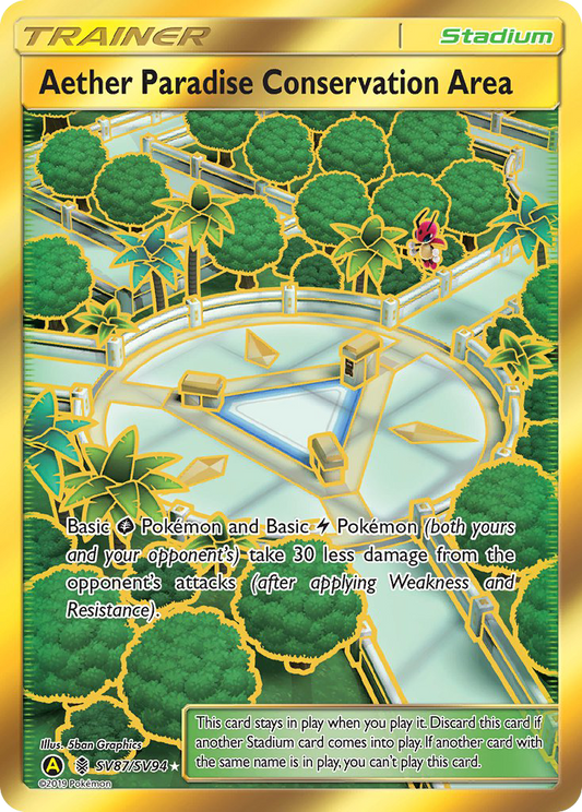 Aether Paradise Conservation Area (Hidden Fates Shiny Vault SET) (Trainer) (Stadium) (Rare Secret) (PKM Hidden Fates Shiny Vault SET-86)