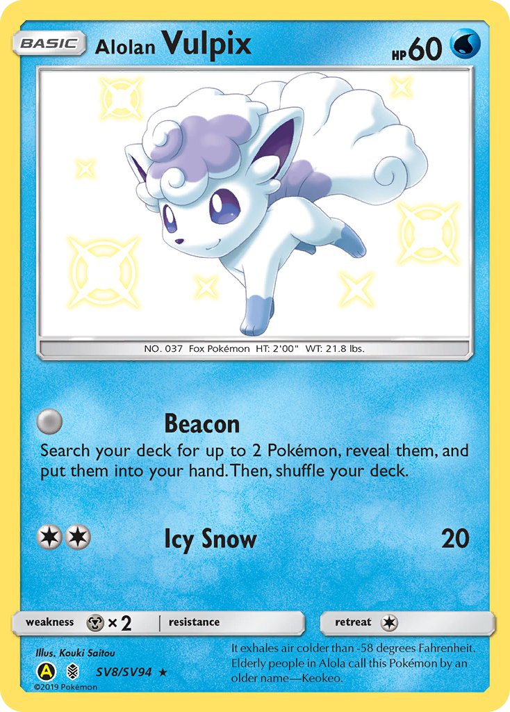 Alolan Vulpix (Hidden Fates Shiny Vault SET) (Pokémon) (Basic) (Water) (HP: 60) (Rare Shiny) (PKM Hidden Fates Shiny Vault SET-78)