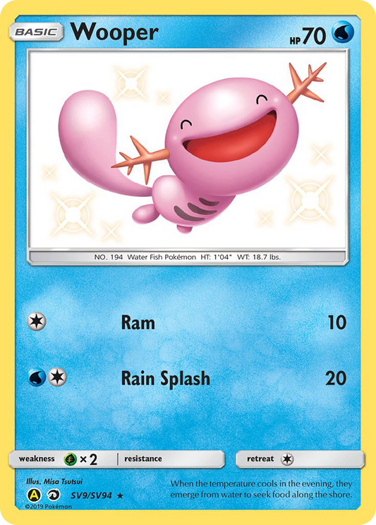Wooper (Hidden Fates Shiny Vault SET) (Pokémon) (Basic) (Water) (HP: 70) (Rare Shiny) (PKM Hidden Fates Shiny Vault SET-89)