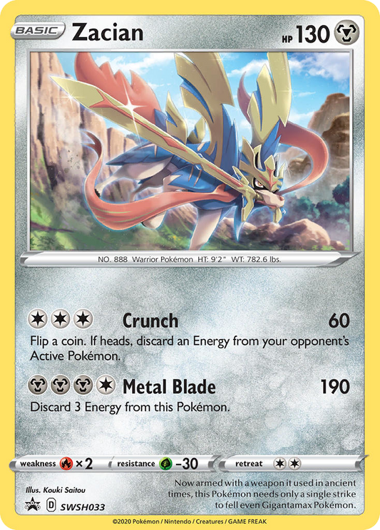 Zacian (SWSH Black Star Promos SET) (Pokémon) (Basic) (Metal) (HP: 130) (Promo) (PKM SWSH Black Star Promos SET-33)