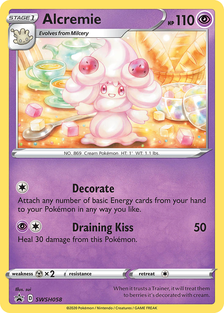 Alcremie (SWSH Black Star Promos SET) (Pokémon) (Stage 1) (Psychic) (HP: 110) (Promo) (PKM SWSH Black Star Promos SET-58)
