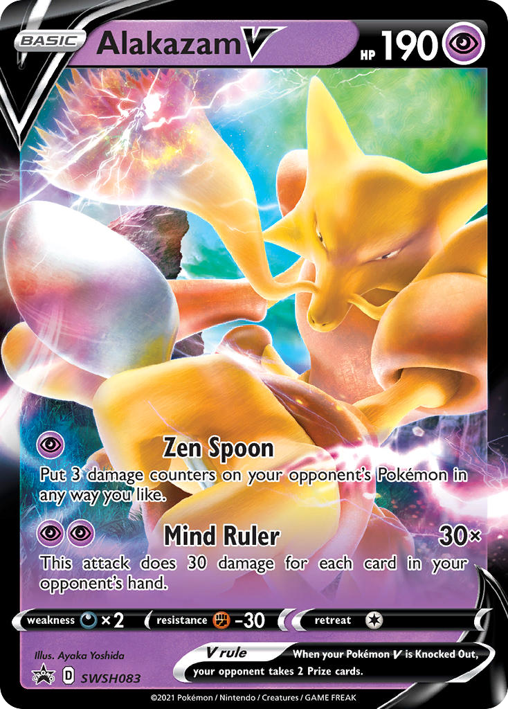 Alakazam V (SWSH Black Star Promos SET) (Pokémon) (Basic, V) (Psychic) (HP: 190) (Promo) (PKM SWSH Black Star Promos SET-83)