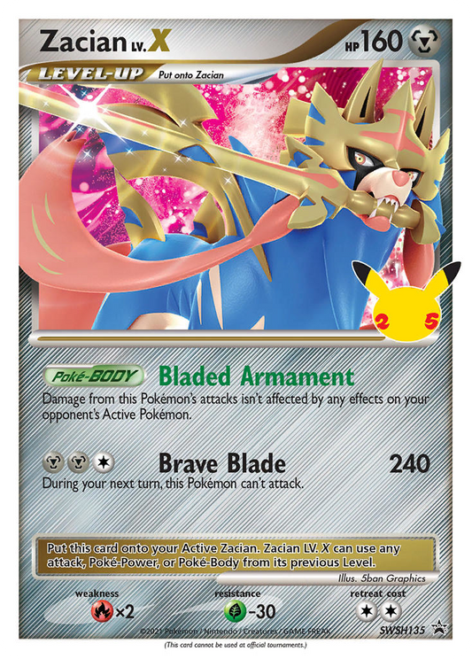 Zacian LV.X (SWSH Black Star Promos SET) (Pokémon) (LevelUp) (Metal) (HP: 160) (Promo) (PKM SWSH Black Star Promos SET-135)