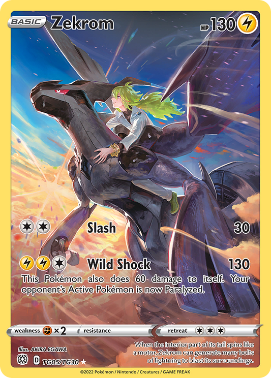 Zekrom (Brilliant Stars Trainer Gallery SET) (Pokémon) (Basic) (Lightning) (HP: 130) (Trainer Gallery Rare Holo) (PKM Brilliant Stars Trainer Gallery SET-5)