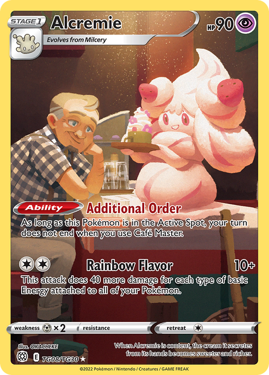 Alcremie (Brilliant Stars Trainer Gallery SET) (Pokémon) (Stage 1) (Psychic) (HP: 90) (Trainer Gallery Rare Holo) (PKM Brilliant Stars Trainer Gallery SET-8)