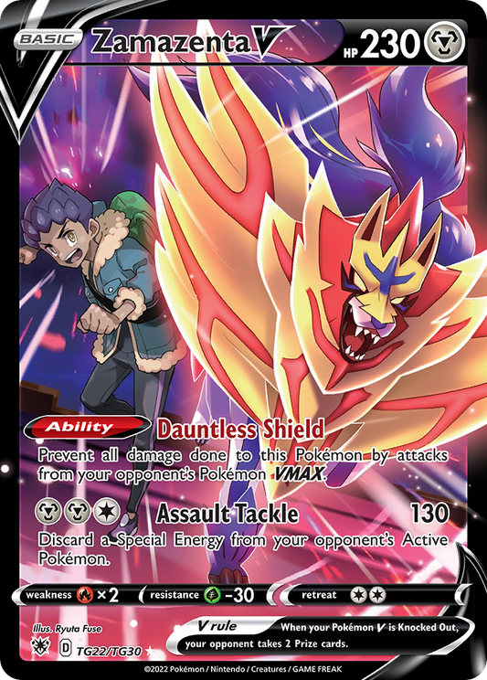 Zamazenta V (Astral Radiance Trainer Gallery SET) (Pokémon) (Basic, V) (Metal) (HP: 230) (Rare Holo V) (PKM Astral Radiance Trainer Gallery SET-22)