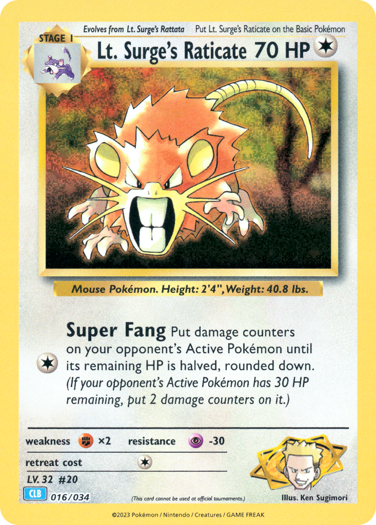 Lt. Surge’s Raticate Pokémon Trading Card Game Classic—Blastoise SET-016