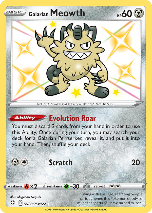 Galarian Meowth Shining Fates SET-SV086