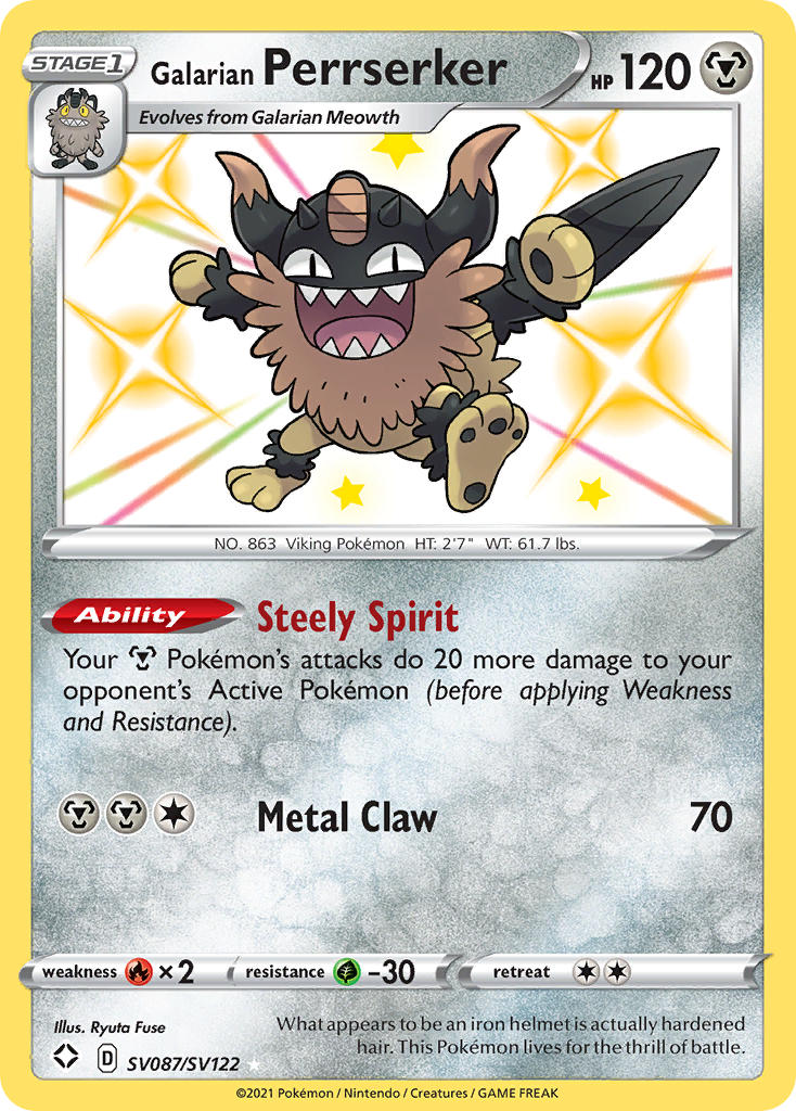 Galarian Perrserker Shining Fates SET-SV087