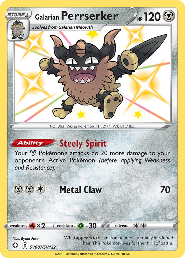 Galarian Perrserker Shining Fates SET-SV087